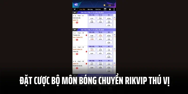 Đặt cược bộ môn bóng chuyền Rikvip thú vị