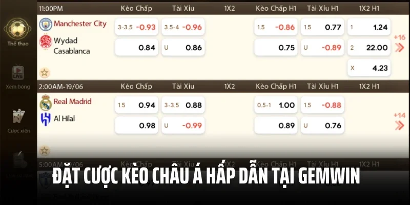 Đặt cược kèo Châu Á hấp dẫn tại trang game Gemwin