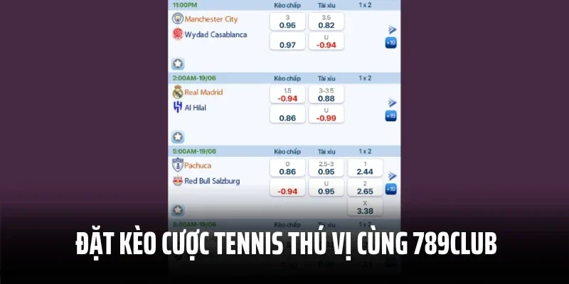 Đặt kèo cược tennis thú vị, xanh chín cùng 789Club