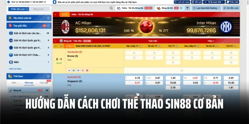 Hướng dẫn cách chơi thể thao SIN88 cơ bản