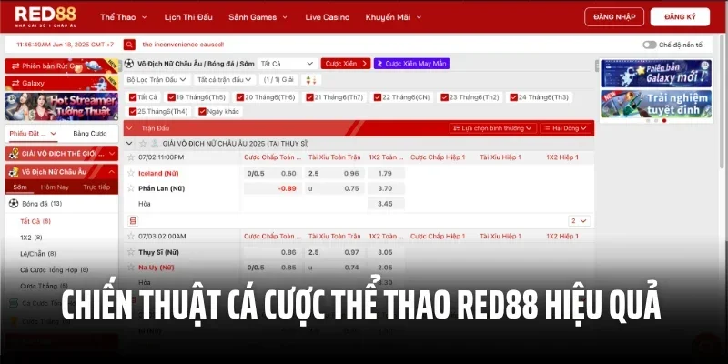 Những chiến thuật cá cược thể thao Red88 hiệu quả
