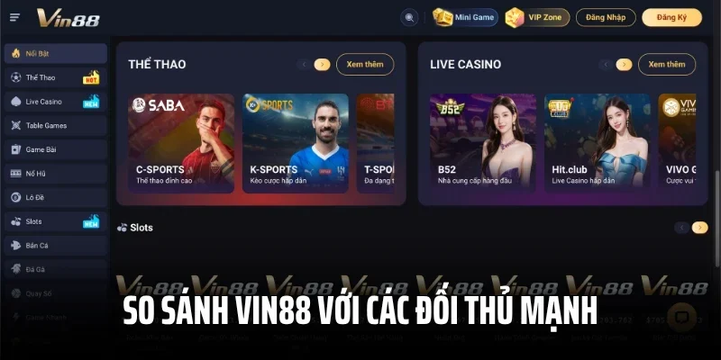 So sánh Vin88 với các đối thủ mạnh